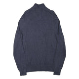 CALVIN KLEIN Mens Blue Plain Pullover Roll Neck Basic Knit M Cotton Blend Jumper