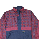 JEANTEX Mens Blue & Maroon Classic Zip Jacket XL Polyester Blend Printed Pattern