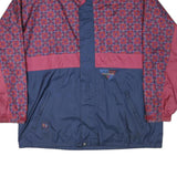 JEANTEX Mens Blue & Maroon Classic Zip Jacket XL Polyester Blend Printed Pattern