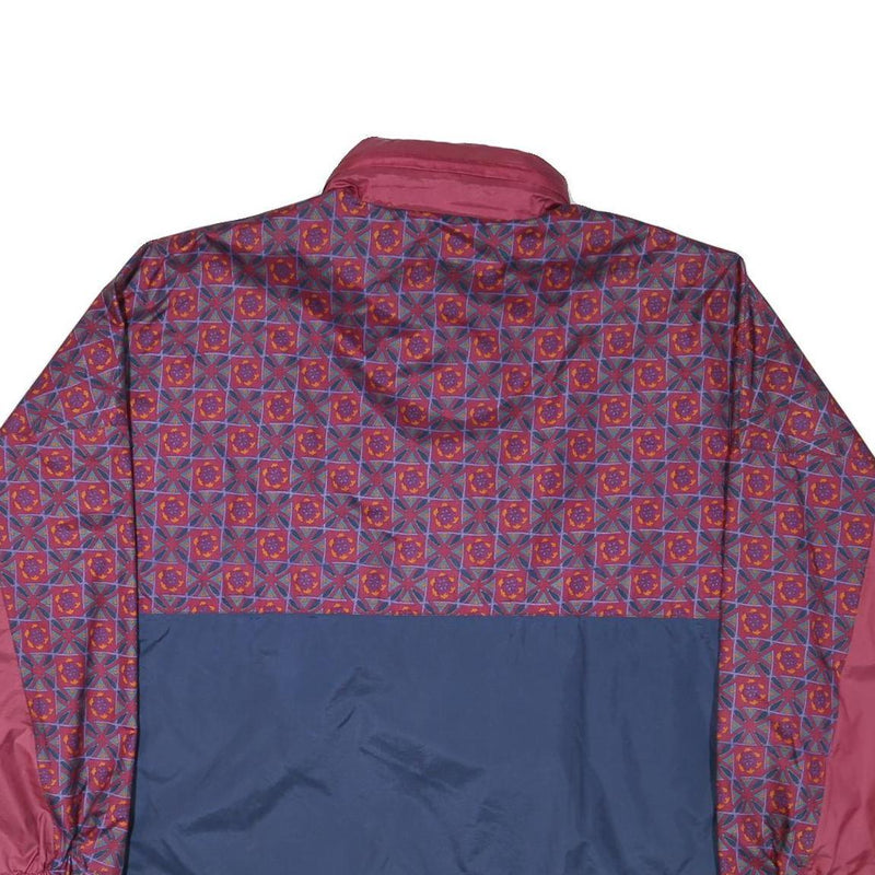 JEANTEX Mens Blue & Maroon Classic Zip Jacket XL Polyester Blend Printed Pattern