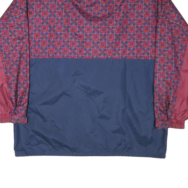 JEANTEX Mens Blue & Maroon Classic Zip Jacket XL Polyester Blend Printed Pattern