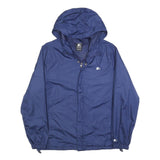 STARTER Mens Blue Hooded Zip Jacket L Polyester Plain Lightweight Sportswear