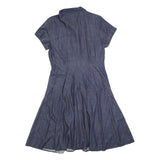 TOMMY HILFIGER Womens Blue Shirt Dress Cotton Blend Short Sleeve Knee Length S