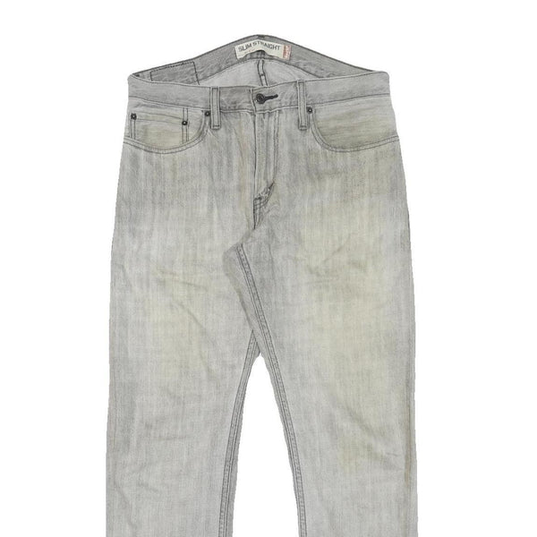 LEVI'S Mens Slim Grey Denim Slim Straight Jeans W32 L28 Casual Zip Closure
