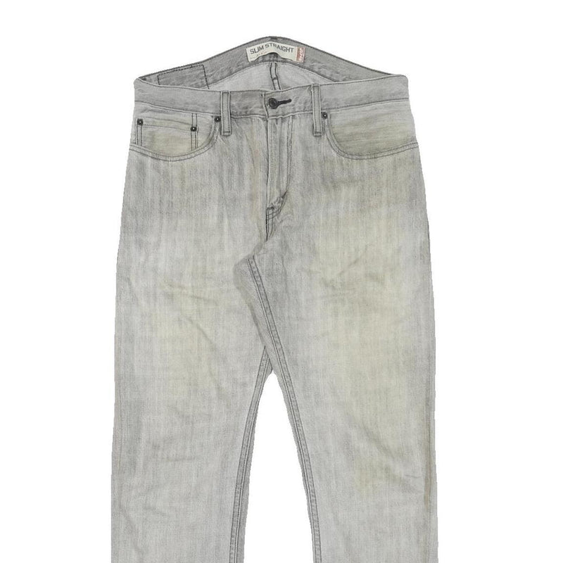 LEVI'S Mens Slim Grey Denim Slim Straight Jeans W32 L28 Casual Zip Closure