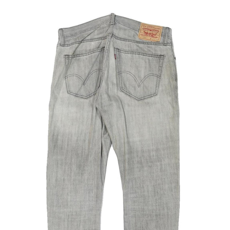 LEVI'S Mens Slim Grey Denim Slim Straight Jeans W32 L28 Casual Zip Closure