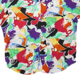 Womens White Multicolour Abstract Print Basic Short Sleeve Round Neck Top M