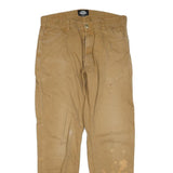 DICKIES Mens Regular Fit Beige Cotton Blend Workwear Trousers W33 L30 Durable