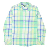 TOMMY HILFIGER Womens Blue & Green Check Shirt L Cotton Blend Casual Lightweight