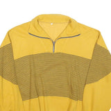 Mens Yellow Patterned Pullover Basic Knit L Half Zip Jumper Cotton Blend