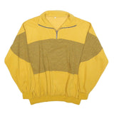 Mens Yellow Patterned Pullover Basic Knit L Half Zip Jumper Cotton Blend