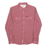 LEE Mens Red Check Shirt S Cotton Blend Western Style Long Sleeve Casual