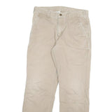 CARHARTT Mens Relaxed Beige Cotton Blend Trousers W32 L29 Workwear Zip Closure