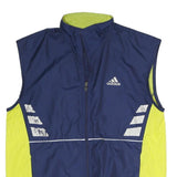 ADIDAS Mens Blue & Yellow Sleeveless Zip Jacket Polyester Blend Sports Vest M