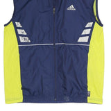 ADIDAS Mens Blue & Yellow Sleeveless Zip Jacket Polyester Blend Sports Vest M
