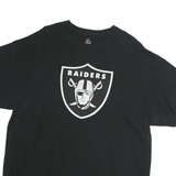 MAJESTIC Mens Black Raiders Graphic T-Shirt M Short Sleeve Crew Neck Cotton