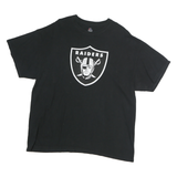 MAJESTIC Mens Black Raiders Graphic T-Shirt M Short Sleeve Crew Neck Cotton
