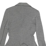 ARMANI COLLEZIONI Womens Black Jacket M Cotton Blend Herringbone Button Closure