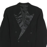 Mens Black Satin Lapel Button Jacket L Polyester Blend Classic Stylish