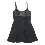BCBGMAXAZRIA Womens Black Silk Sequined Mini Dress S Evening Party