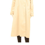 HUCKE Womens Beige Cotton Blend Coat M Classic Button Closure Stylish