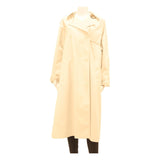 HUCKE Womens Beige Cotton Blend Coat M Classic Button Closure Stylish