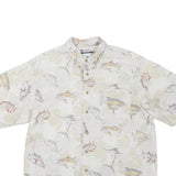COLUMBIA Mens Cream & Beige Cotton Blend Fishing Shirt L Casual Summer Button