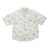 COLUMBIA Mens Cream & Beige Cotton Blend Fishing Shirt L Casual Summer Button