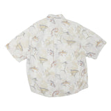 COLUMBIA Mens Cream & Beige Cotton Blend Fishing Shirt L Casual Summer Button