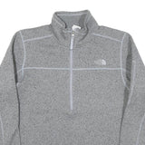 THE NORTH FACE Mens Grey Pullover Plain 1/4 Zip Basic Knit Jumper S Outdoor