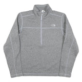 THE NORTH FACE Mens Grey Pullover Plain 1/4 Zip Basic Knit Jumper S Outdoor