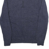 CALVIN KLEIN Mens Blue Plain Cotton Jumper 1/4 Zip Crew Neck L Comfort Knitwear