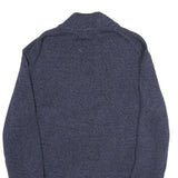 CALVIN KLEIN Mens Blue Plain Cotton Jumper 1/4 Zip Crew Neck L Comfort Knitwear