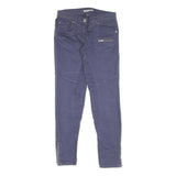 Womens Slim Cotton Blend Blue Trousers W26 L28 Zip Closure Modern Stylish