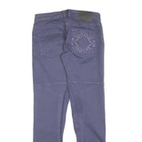 Womens Slim Cotton Blend Blue Trousers W26 L28 Zip Closure Modern Stylish
