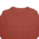Mens Rust Patterned Cotton Blend Jumper Crew Neck Waffle Knit S Casualwear