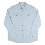 WRANGLER Mens Light Blue Cotton Blend Shirt L Long Sleeve Casual Denim Style