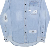 G-STAR Mens Blue Denim Slim Fit Shirt S Distressed Cotton Casual Long Sleeve