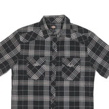 DICKIES Mens Black & Grey Check Short Sleeve Shirt M Workwear Casual