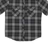 DICKIES Mens Black & Grey Check Short Sleeve Shirt M Workwear Casual