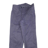 WORKER Mens Cotton Blend Blue Regular Fit Straight Leg Trousers W35 L34 Button