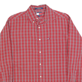 TOMMY HILFIGER Mens Red & White Check Shirt S Cotton Blend Button Down