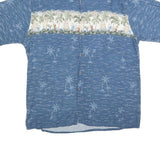 CAMPIA Mens Blue Hawaiian Shirt XL Tropical Palm Print Casual Summer Style