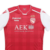 MACRON Mens Red & White FC Thun Football Shirt M Short Sleeve Round Neck