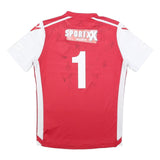 MACRON Mens Red & White FC Thun Football Shirt M Short Sleeve Round Neck