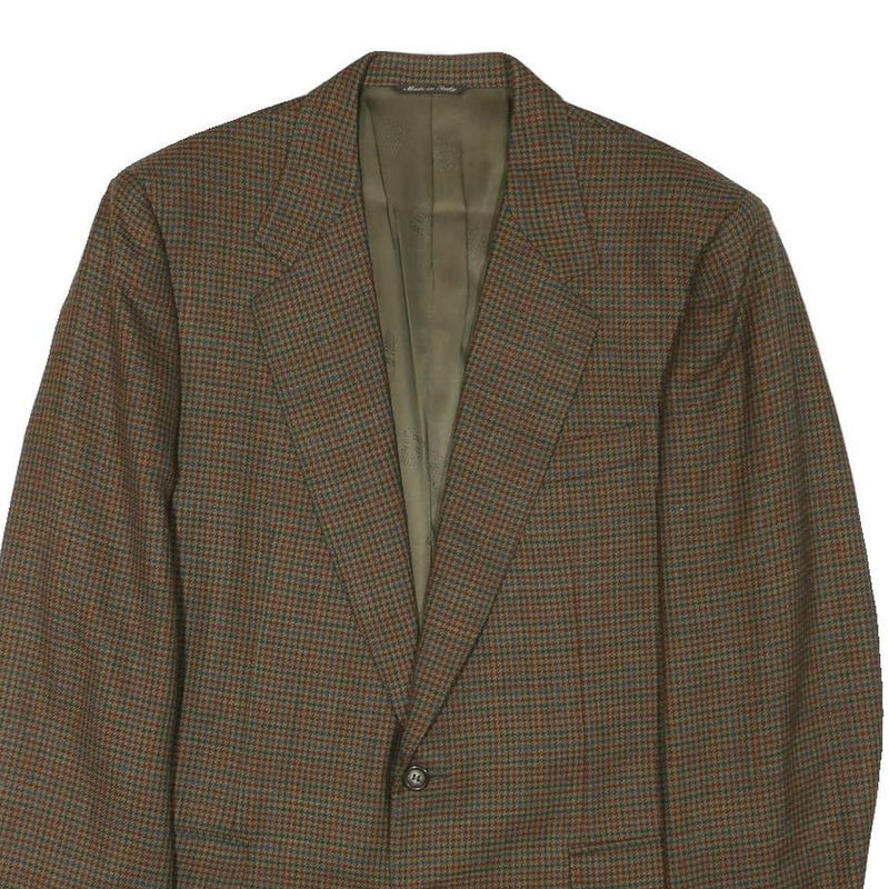 LANVIN Mens Brown & Green Wool Blend Check Blazer Jacket M Classic Tailored