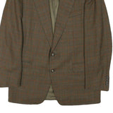 LANVIN Mens Brown & Green Wool Blend Check Blazer Jacket M Classic Tailored