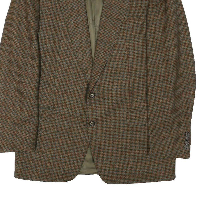 LANVIN Mens Brown & Green Wool Blend Check Blazer Jacket M Classic Tailored