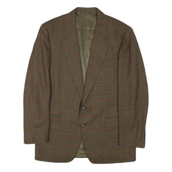 LANVIN Mens Brown & Green Wool Blend Check Blazer Jacket M Classic Tailored