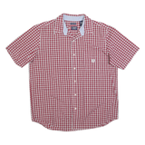 CHAPS Mens Red & White Checked Shirt L Cotton Blend Casual Button Down